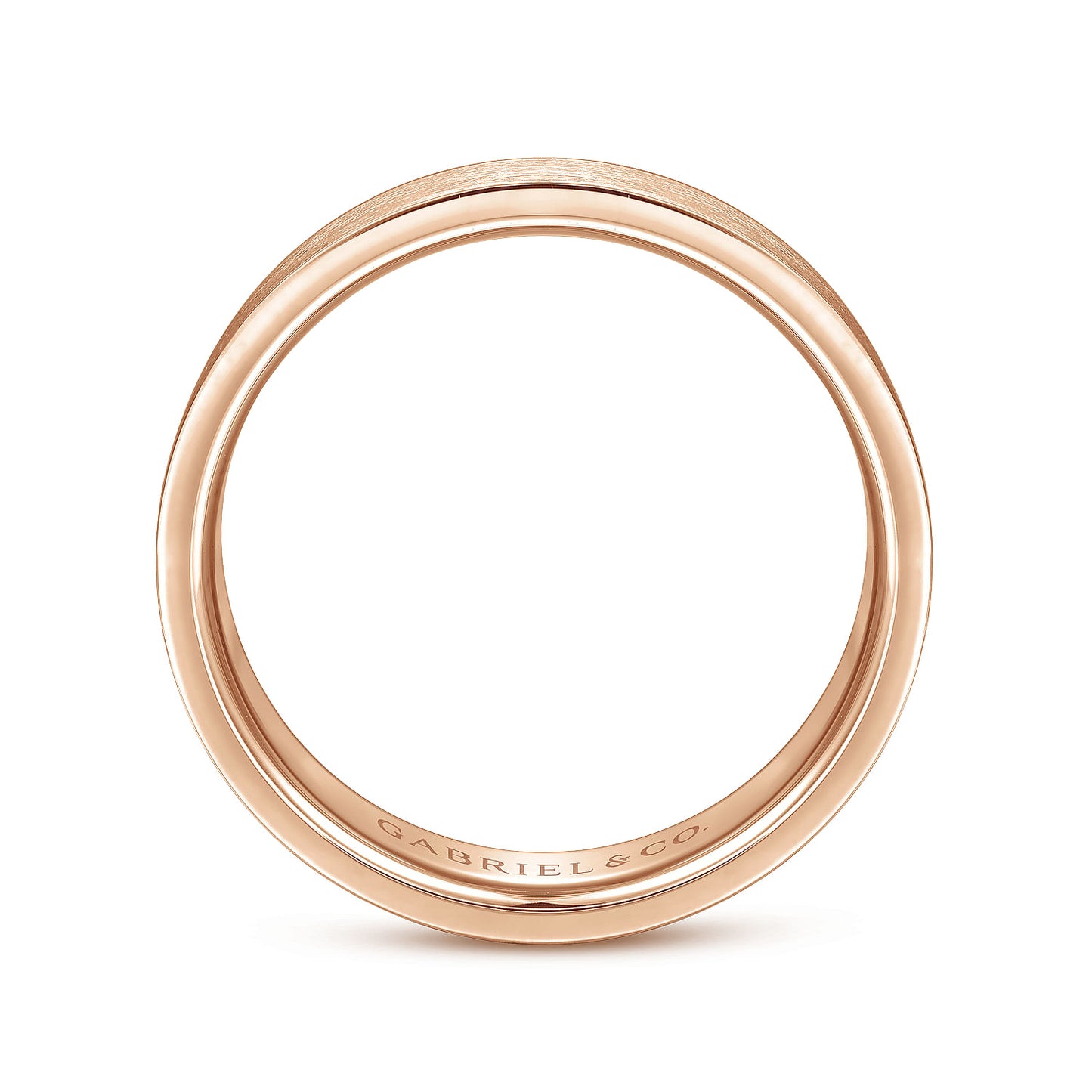 Gabriel & Co Rose Gold Wedding Band With A Brushed Finish - Gold Wedding Bands - Men's
