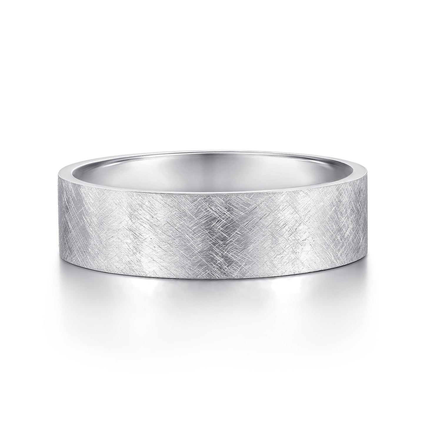 Gabriel & Co White Gold Wedding Band With A Brushed Finish - Gold Wedding Bands - Men's