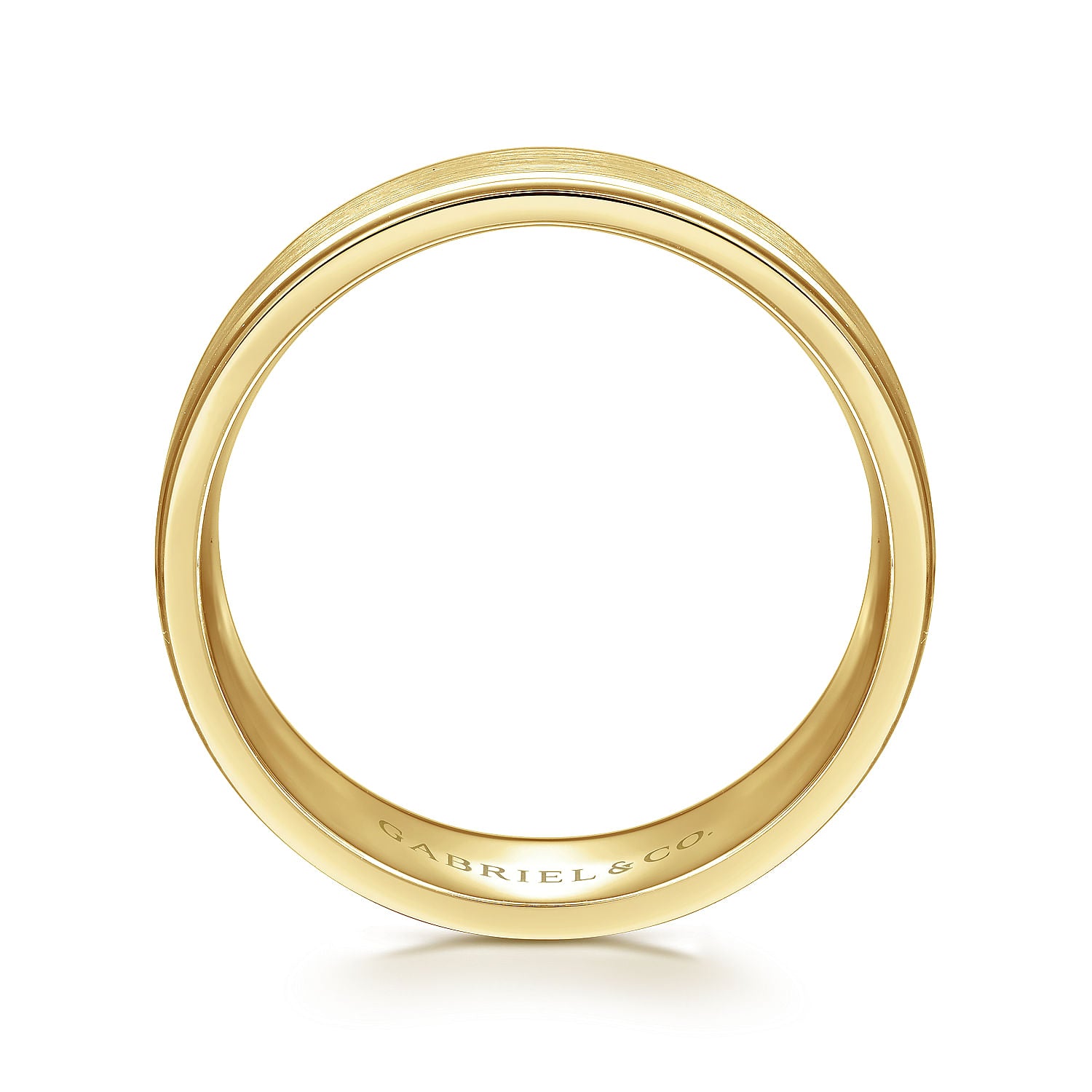 Gabriel & Co Yellow Gold Wedding Band With A Satin Center And Polished Edges - Gold Wedding Bands - Men's
