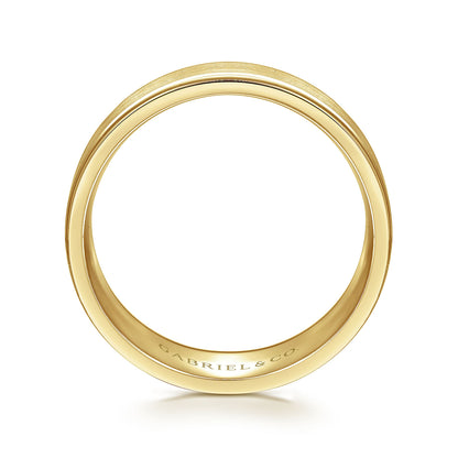 Gabriel & Co Yellow Gold Wedding Band With A Satin Center And Polished Edges - Gold Wedding Bands - Men's
