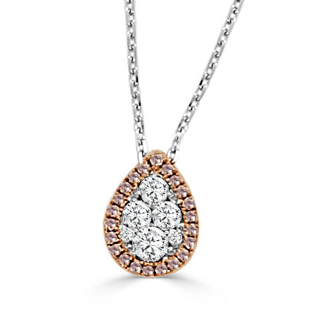 Frederic Sage White & Rose Gold Firenze Pear Shaped Necklace - Diamond Pendants