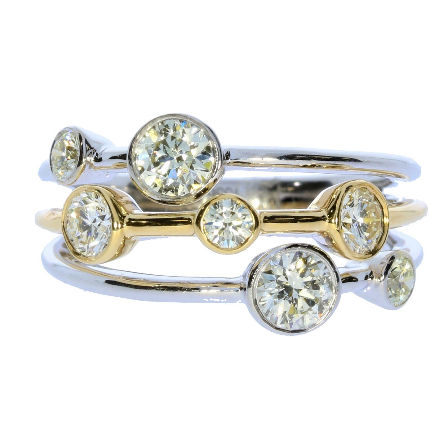 White & Yellow Gold Bezel Set Fashion Ring - Diamond Fashion Rings - Women's