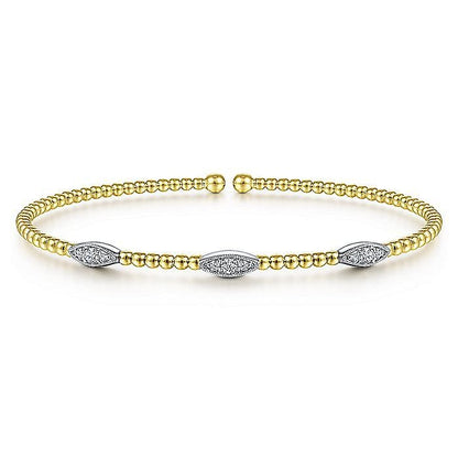 Gabriel & Co. Yellow and White Gold Bujukan Diamond Marquise Stations Bujukan Bangle Bracelet - Diamond Bracelets
