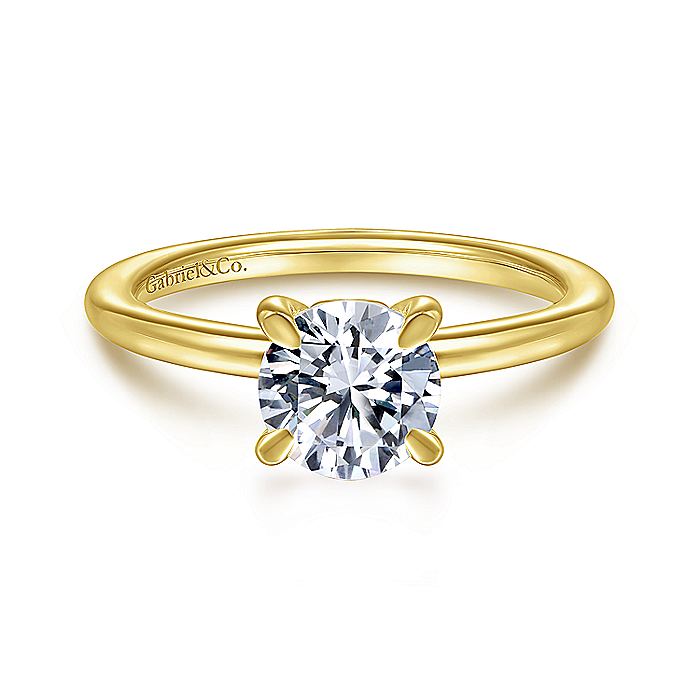 Gabriel & Co Yellow Gold Round Engagement Ring Mounting