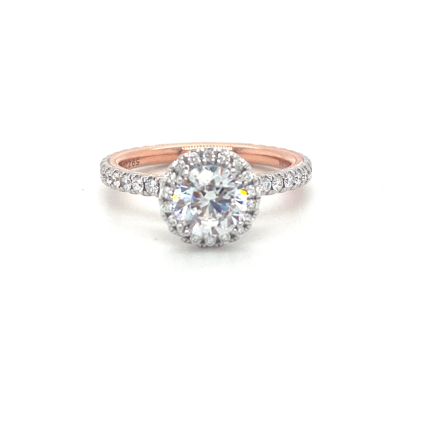 Verragio Tradition Collection White And Rose Gold Round Halo Semi-Mount Engagement Ring - Diamond Semi-Mount Rings