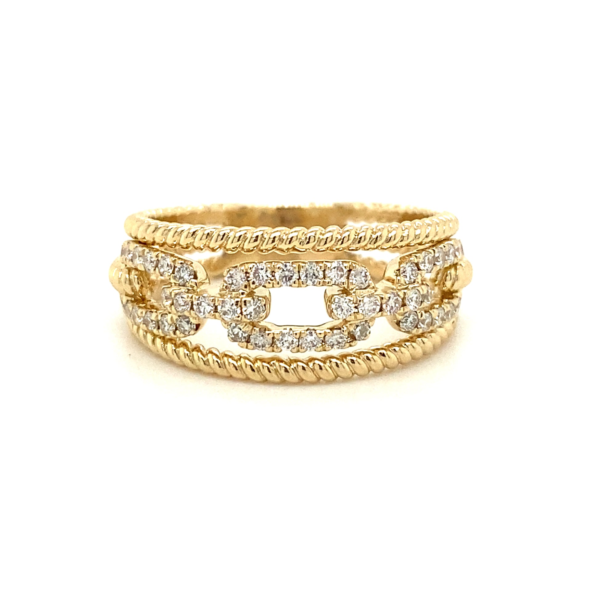 Ladies Yellow Gold Stacked Look Fashion Ring - Diamond Fashion Rings - Women's