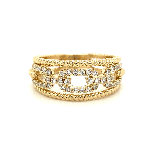 Ladies Yellow Gold Stacked Look Fashion Ring - Diamond Fashion Rings - Women's