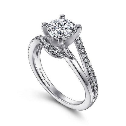 Gabriel & Co. 14 Karat White Gold Bypass Style Semi-Mount Engagement Ring