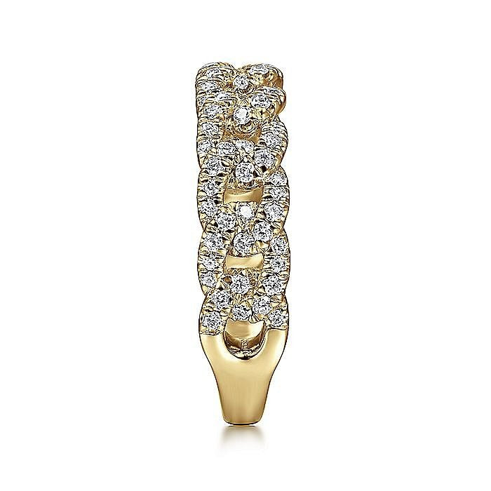 Gabriel & Co. 14 Karat Yellow Gold Diamond Chain Link Stackable Ring