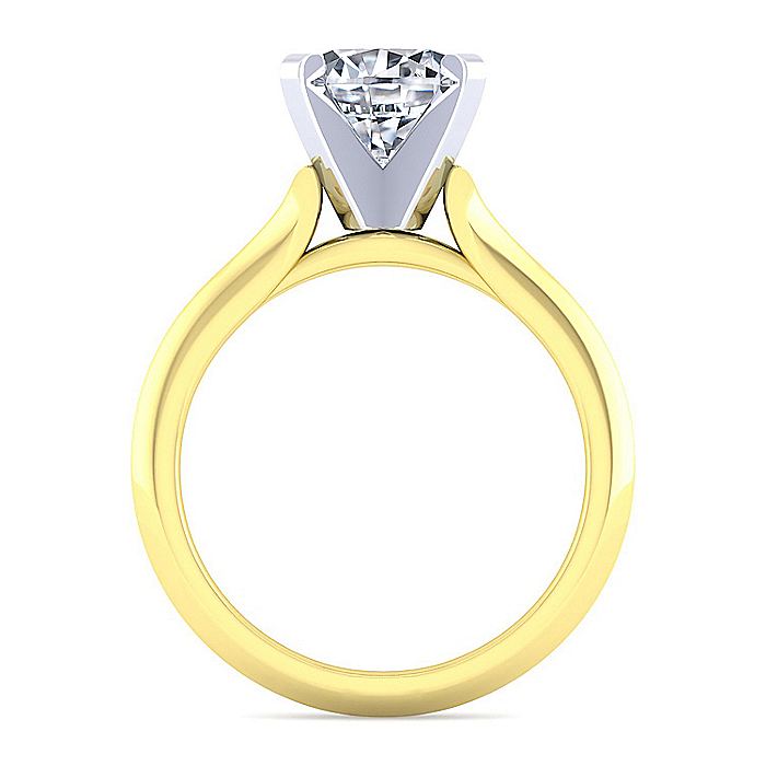 Gabriel & Co. 14 Karat White and Yellow Gold Round Solitaire Semi- Mount Engagement Ring - Diamond Semi-Mount Rings