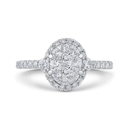 Luminous White Gold Oval Halo Engagement Ring