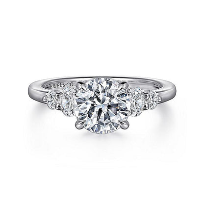 Gabriel & Co. White Gold Round Five Stone Semi-Mount Engagement Ring