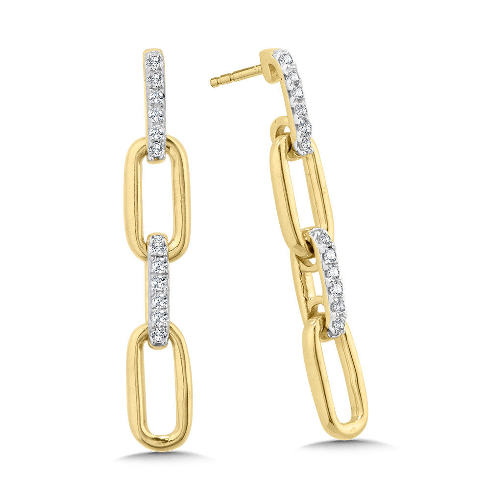 Yellow Gold 4 Loop Paperclip Diamond Drop Earrings