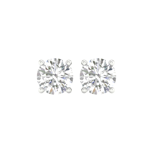 White Gold Round Brilliant Solitaire Stud Earrings