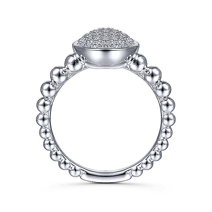 Gabriel & Co Silver Oval Signet Ring with White Sapphire Pave