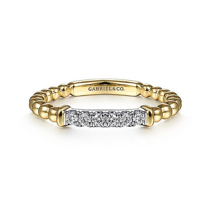 Gabriel & Co. 14 Karat Yellow And White Gold Bujukan Beaded Band - Diamond Fashion Rings - Women's