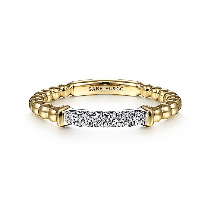 Gabriel & Co. 14 Karat Yellow And White Gold Bujukan Beaded Band