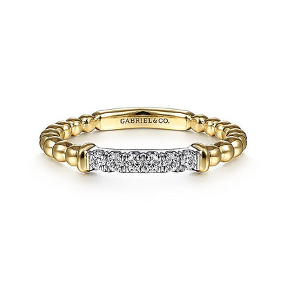 Gabriel & Co. 14 Karat Yellow And White Gold Bujukan Beaded Band