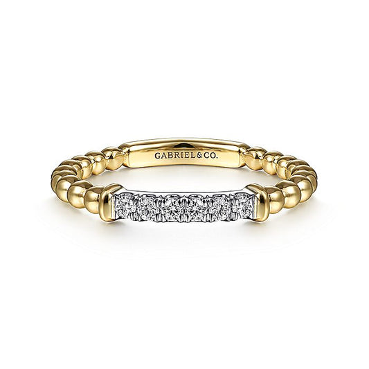 Gabriel & Co. 14 Karat Yellow And White Gold Bujukan Beaded Band