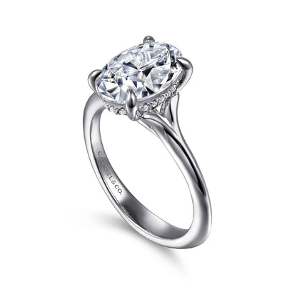 Gabriel & Co. 14 Karat White Gold Oval Semi-Mount Engagement Ring - Diamond Semi-Mount Rings