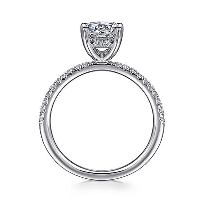 Gabriel & Co. White Gold Round Straight Diamond Hidden Halo Semi-Mount Engagement Ring