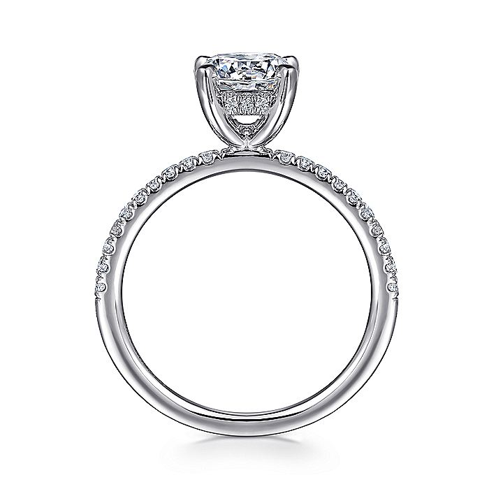 Gabriel & Co. White Gold Round Straight Diamond Hidden Halo Semi-Mount Engagement Ring - Diamond Semi-Mount Rings