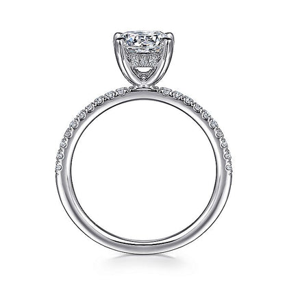 Gabriel & Co. White Gold Round Straight Diamond Hidden Halo Semi-Mount Engagement Ring - Diamond Semi-Mount Rings