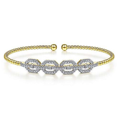 Gabriel & Co Bujukan Beaded Cuff with Diamond Pave Links - Diamond Bracelets