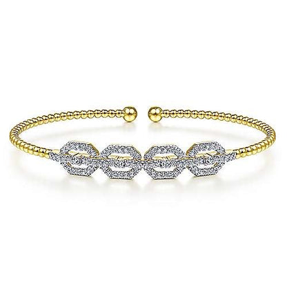 Gabriel & Co Bujukan Beaded Cuff with Diamond Pave Links