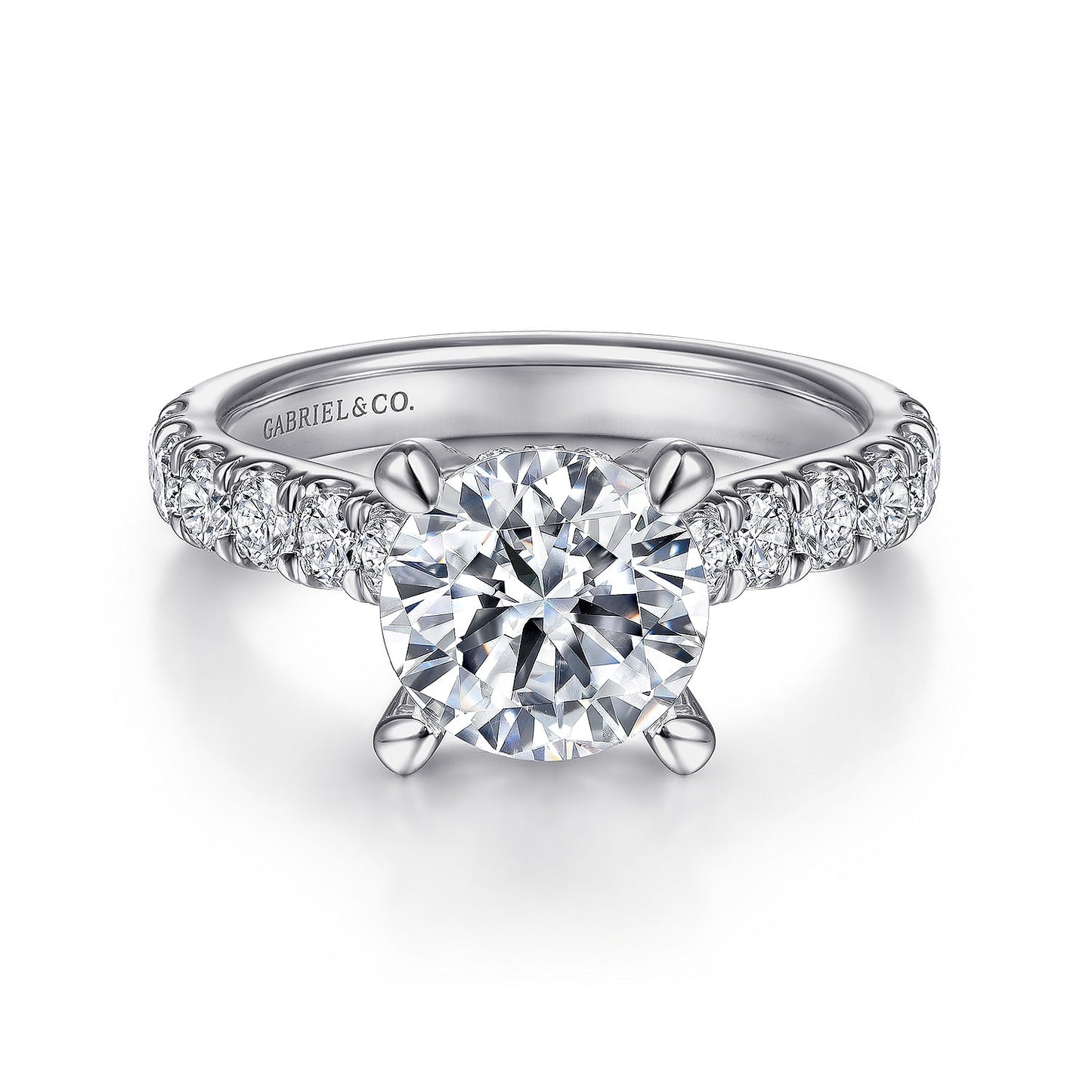 Gabriel & Co. 14 Karat White Gold Round Hidden Halo Semi-Mount Engagement Ring