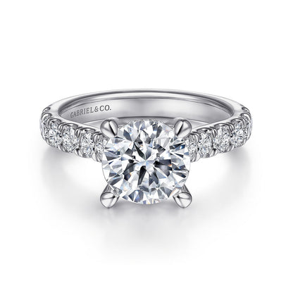 Gabriel & Co. 14 Karat White Gold Round Hidden Halo Semi-Mount Engagement Ring