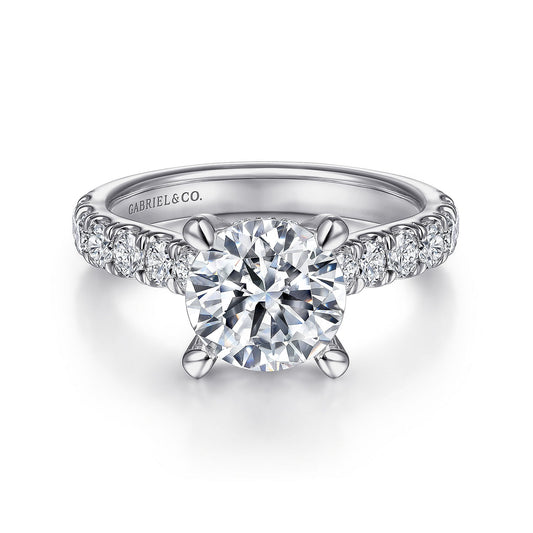 Gabriel & Co. 14 Karat White Gold Round Hidden Halo Semi-Mount Engagement Ring