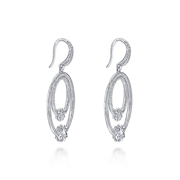 Gabriel & Co Sterling Silver Double Oval Earrings with Filigree Accents