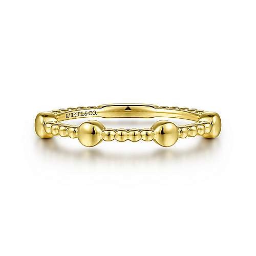 Gabriel & Co. Yellow Gold Bujukan Ball Station Ring - Gold Fashion Rings - Women's