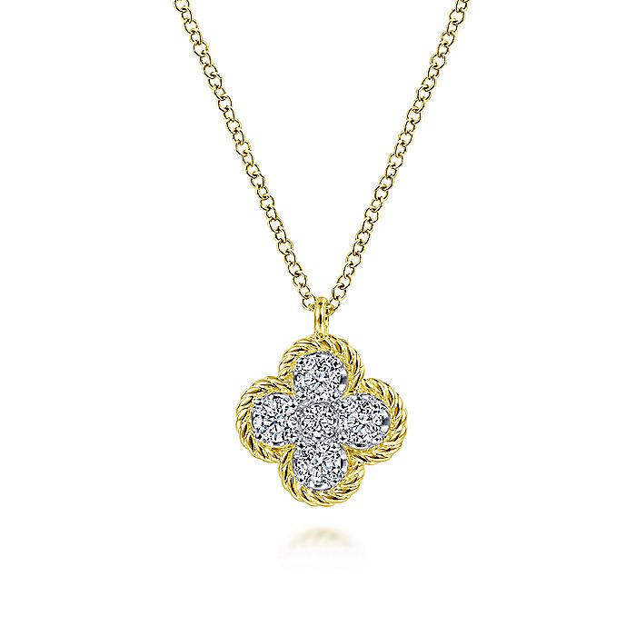 Gabriel & Co Clover Shaped Diamond Necklace