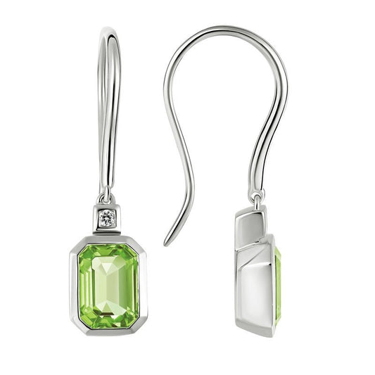 White Gold Peridot Earrings - Colored Stone Earrings