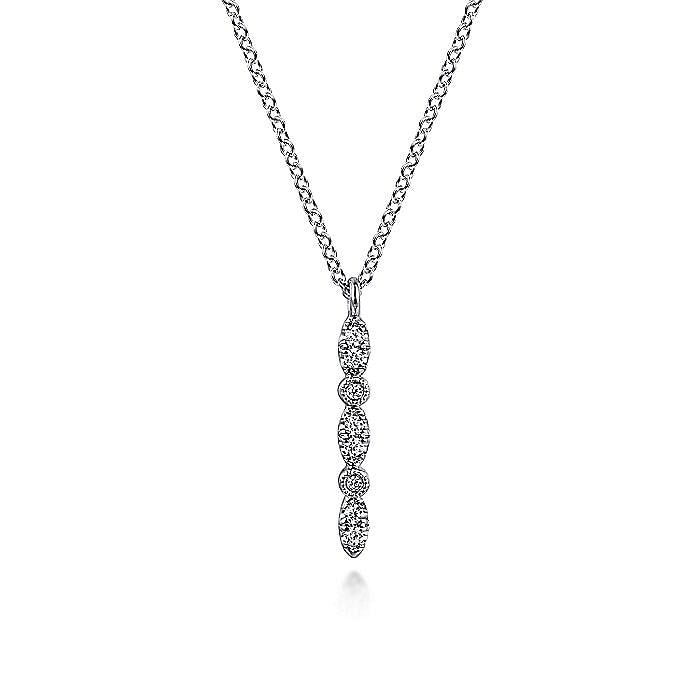 Gabriel & Co. White Gold Diamond Vertical Bar Pendant - Diamond Pendants