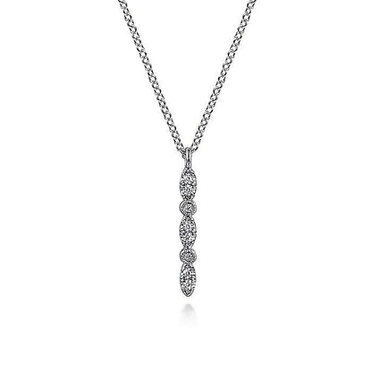 Gabriel & Co. White Gold Diamond Vertical Bar Pendant - Diamond Pendants