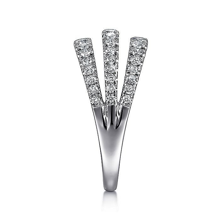 Gabriel & Co. White Gold Diamond Three Row Ring