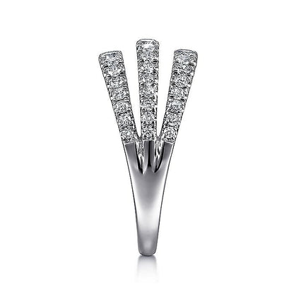 Gabriel & Co. White Gold Diamond Three Row Ring