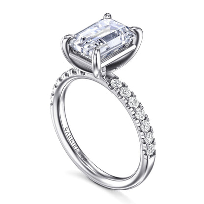 Gabriel & Co. Emerald Cut Semi-Mount Engagement Ring - Diamond Semi-Mount Rings