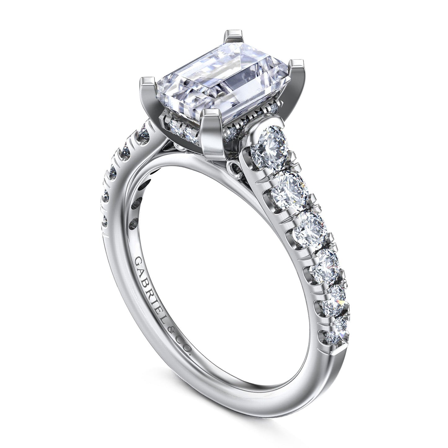 Gabriel & Co. 14 Karat Emerald Cut Semi-Mount Engagement Ring - Diamond Semi-Mount Rings