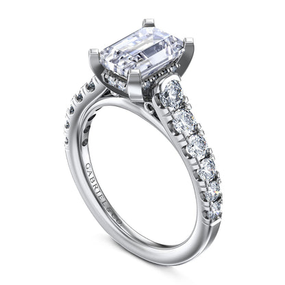 Gabriel & Co. 14 Karat Emerald Cut Semi-Mount Engagement Ring - Diamond Semi-Mount Rings