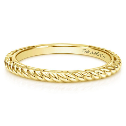 Gabriel & Co Yellow Gold Twisted Rope Stackable Ring