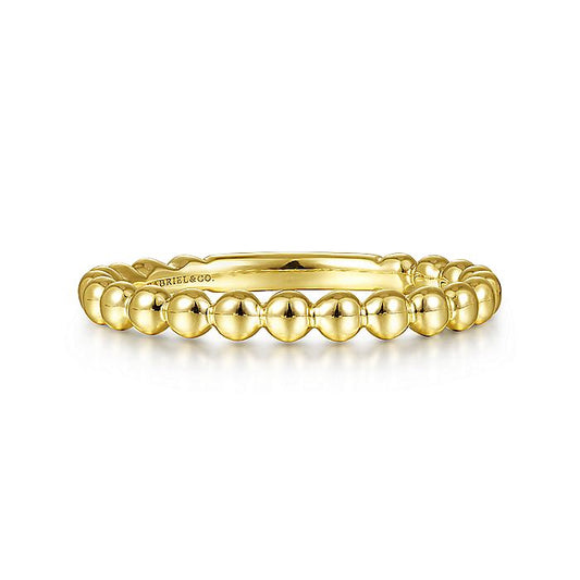 Gabriel & Co Yellow Gold Beaded Stackable Ring