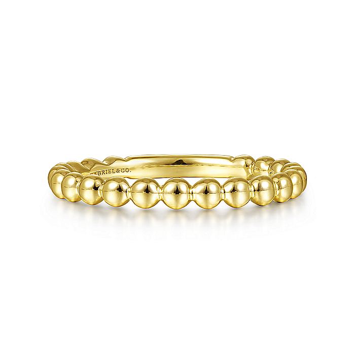 Gabriel & Co Yellow Gold Beaded Stackable Ring