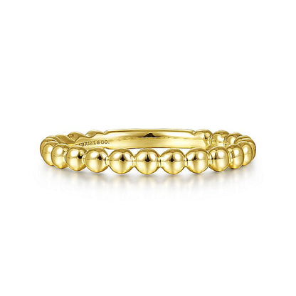 Gabriel & Co Yellow Gold Beaded Stackable Ring