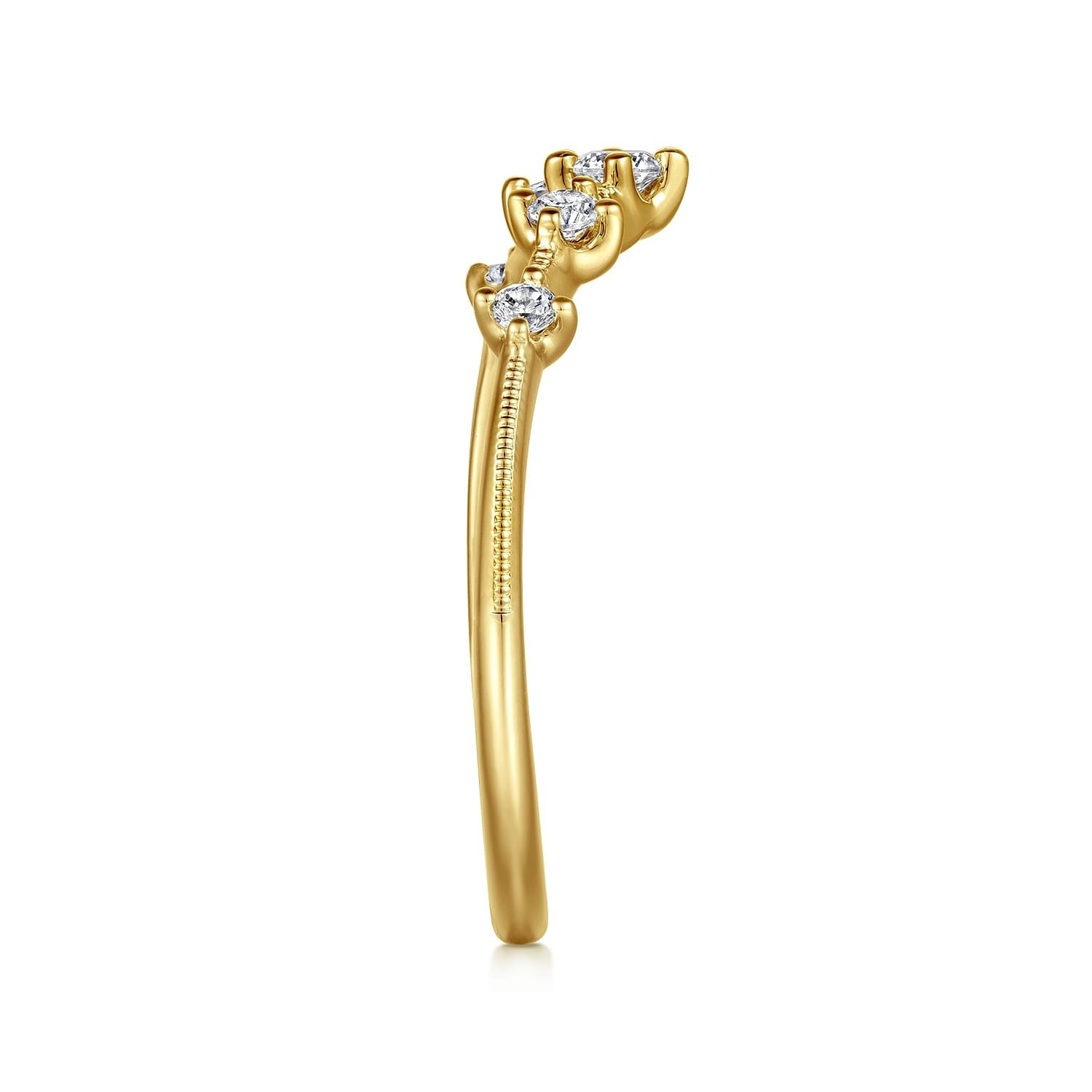Gabriel & Co. Yellow Gold Diamond Curved Band - Diamond Wedding Bands - Women's