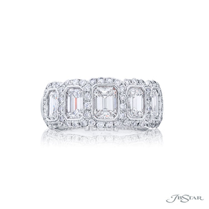 JB Star Platinum Diamond Emerald-Cut Micro Pave Wedding Band