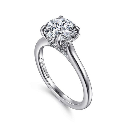 Gabriel & Co. White Gold Round Hidden Halo Semi-Mount Engagement Ring